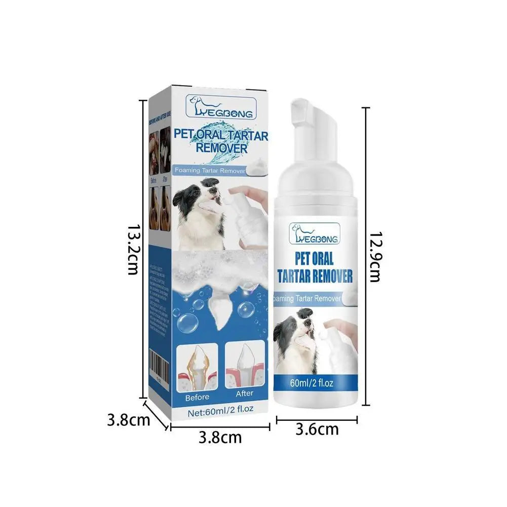60ml Pet Oral Care Foaming Cleanser For Dogs & Cats No-Brushing Teeth Cleaning Spray Remove Bad Breath Plaque Care