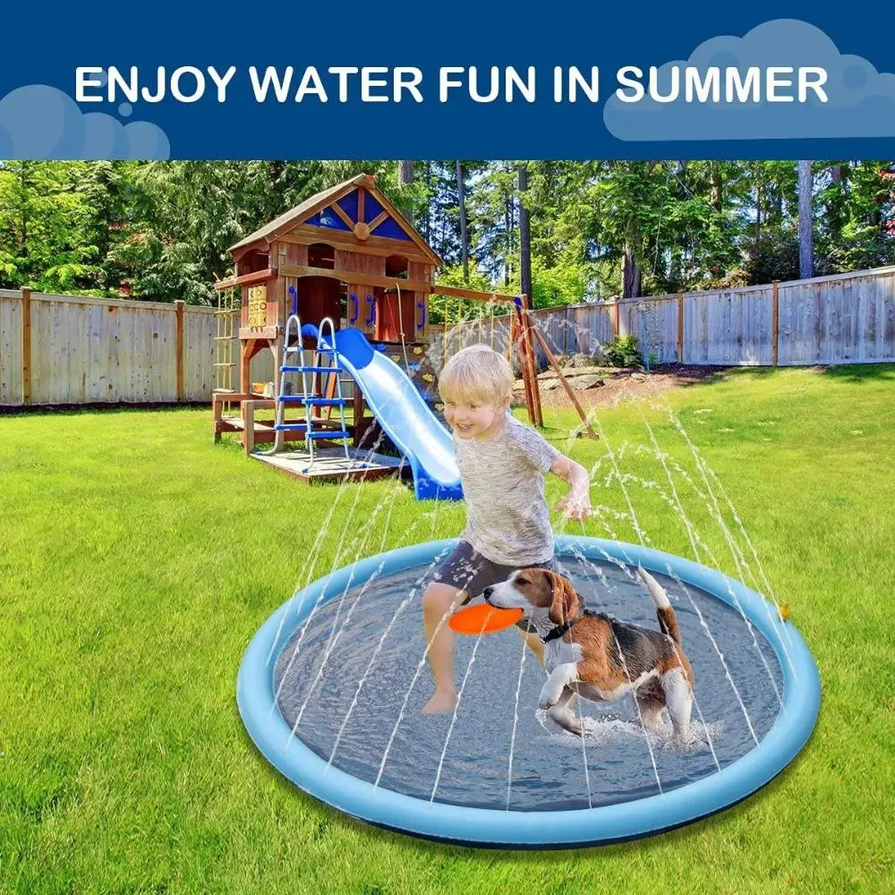 Dog Swimming Pool Pet Inflatable Spray Mat Dog Cooling Pad Outdoor Dog Interactive Fountain Toy Pet Sprinkler Pad