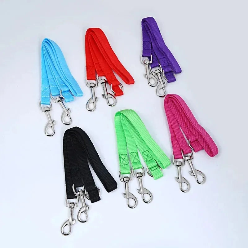 Double Dog Leash for 2 Dogs Adjustable Nylon Two in One Strong Pet Traction Rope Colorful Detachable Two Way Walking Lead Leash