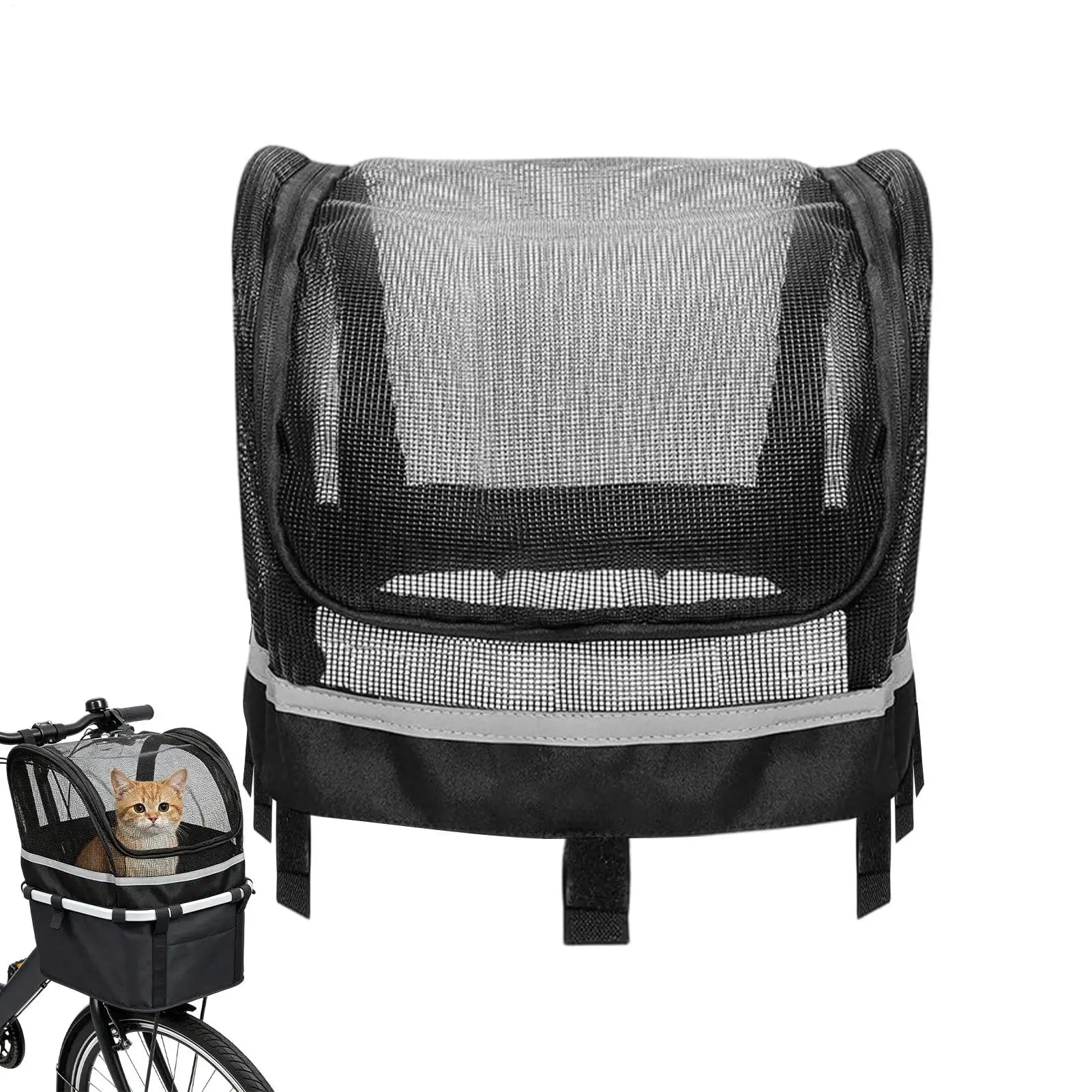 Bike Dog Basket Reinforced with Window Handlebar Carrier for Pet Daily Leisure Commuting Outdoor Urban Road Trip Camping Hiking