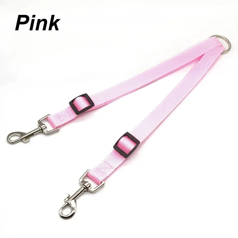 Double Dog Leash for 2 Dogs Adjustable Nylon Two in One Strong Pet Traction Rope Colorful Detachable Two Way Walking Lead Leash