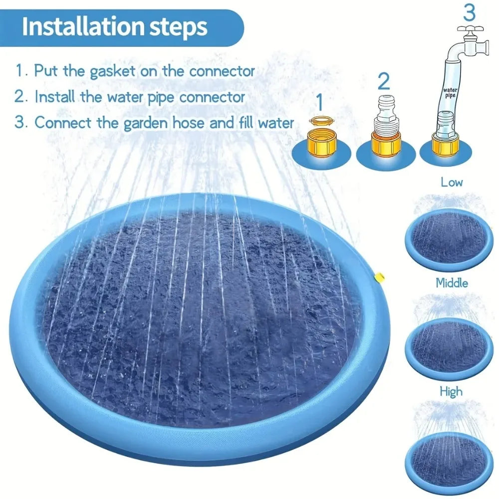 Dog Swimming Pool Pet Inflatable Spray Mat Dog Cooling Pad Outdoor Dog Interactive Fountain Toy Pet Sprinkler Pad
