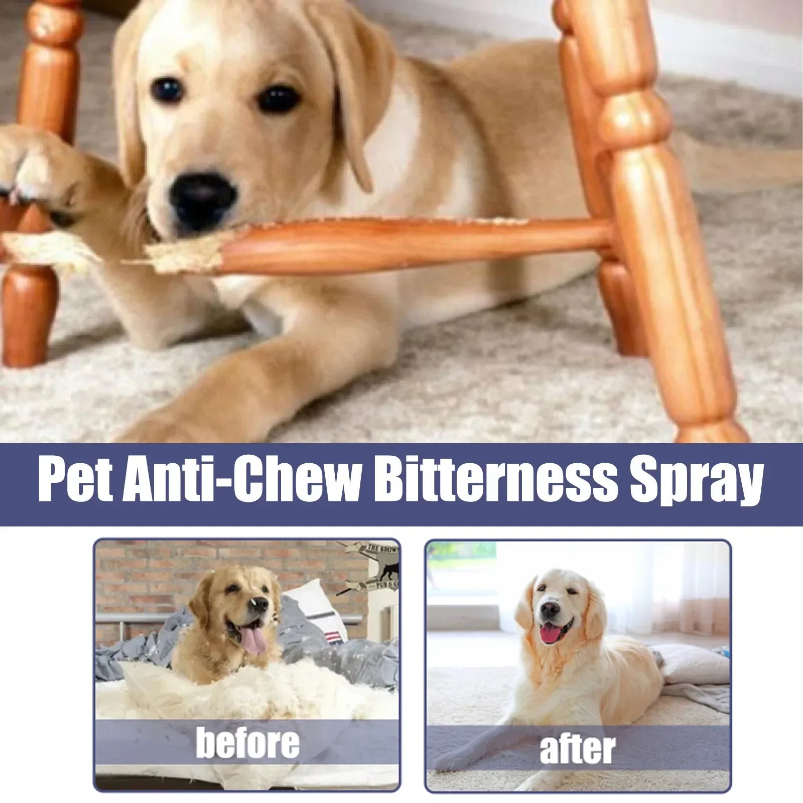 Dog Bitter Spray Anti Chew Training Aid Stop Chewing Furniture Scratching Prevention No Bite Liquid for Puppies Cats Protection