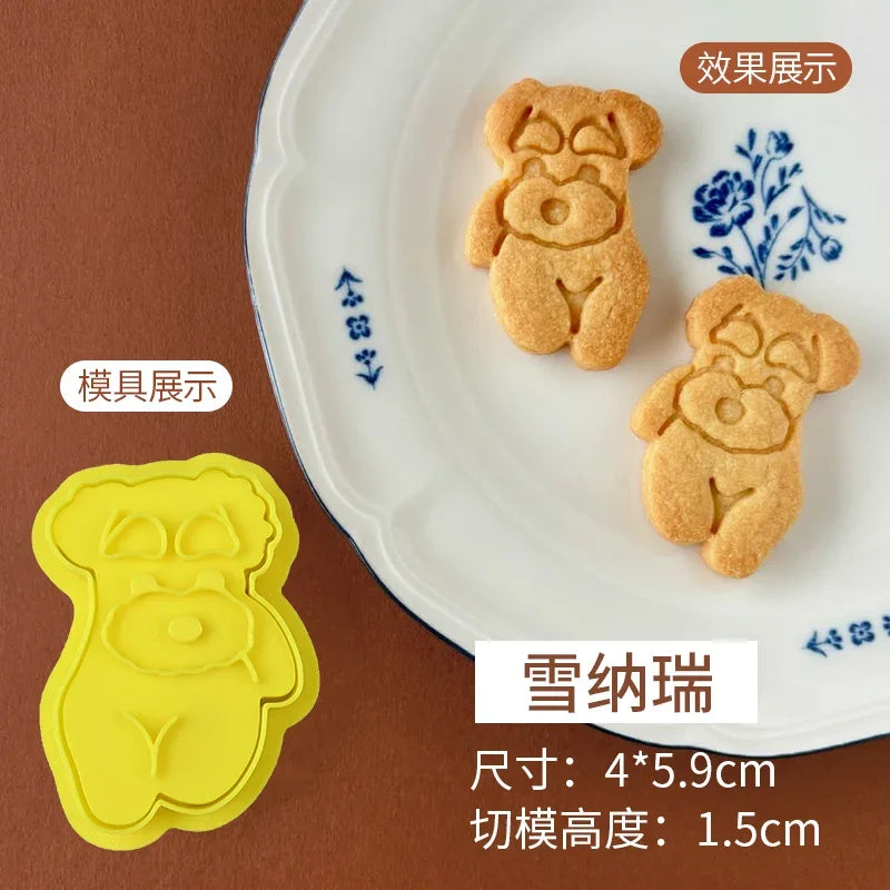 Animals Dog Series Cookie Cutter Stamp Plastic Cartoon Pressable Biscuit Mold Confectionery Kitchen Baking Pastry Tools