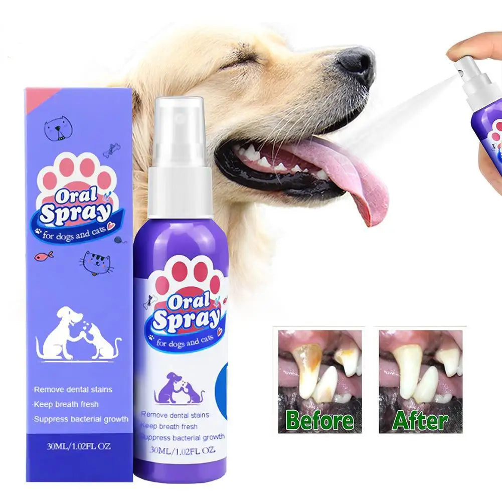 Pet Teeth Cleaning Spray Dogs Cats Teeth Clean Deodorant Prevent Calculus Remove Oral Care Remove Tooth Stains Keep Fresh Breath