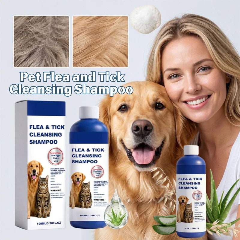 100ML Pet Flea And Tick Cleansing Shampoo For Dogs Cats Gentle Anti Flea Tick Lice Pet Bathing Cleaning Shampoo Pet Supply