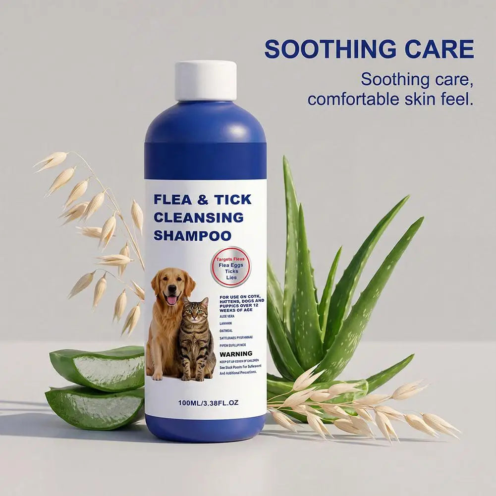 100ML Pet Flea And Tick Cleansing Shampoo For Dogs Cats Gentle Anti Flea Tick Lice Pet Bathing Cleaning Shampoo Pet Supply