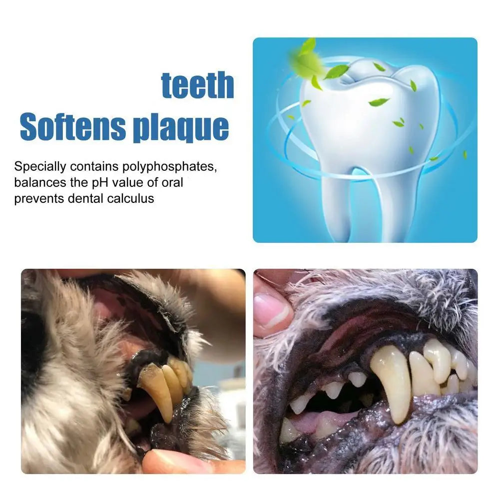 60ml Pet Oral Care Foaming Cleanser For Dogs & Cats No-Brushing Teeth Cleaning Spray Remove Bad Breath Plaque Care