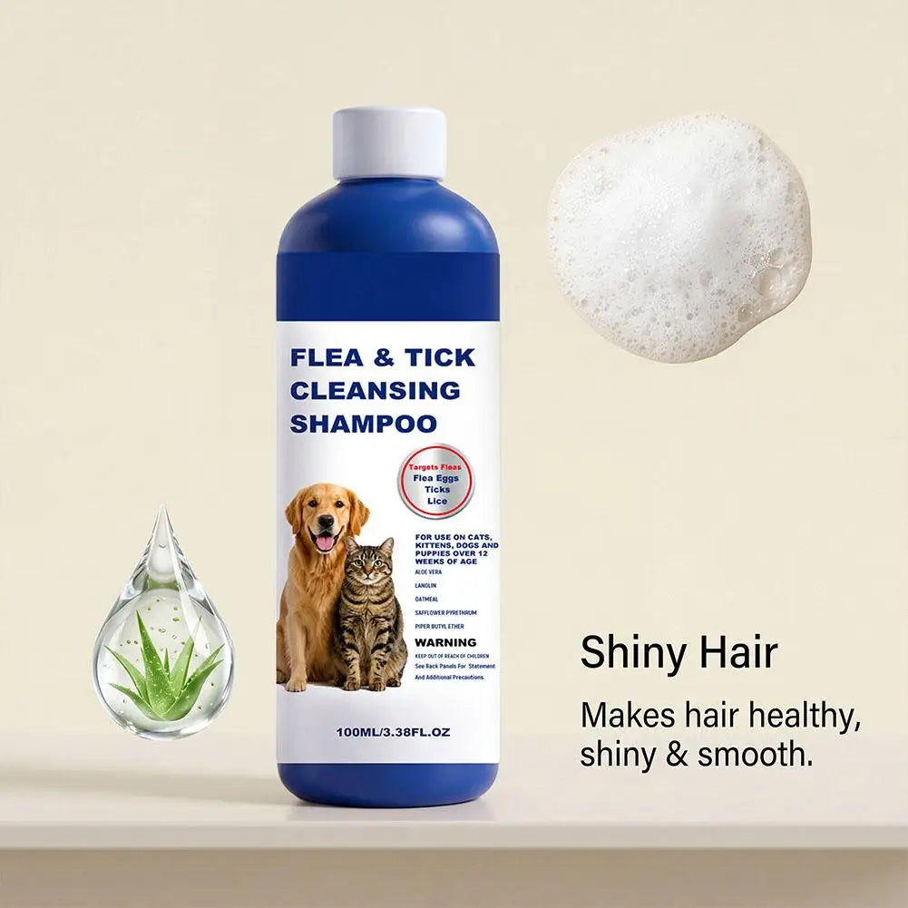 100ML Pet Flea And Tick Cleansing Shampoo For Dogs Cats Gentle Anti Flea Tick Lice Pet Bathing Cleaning Shampoo Pet Supply