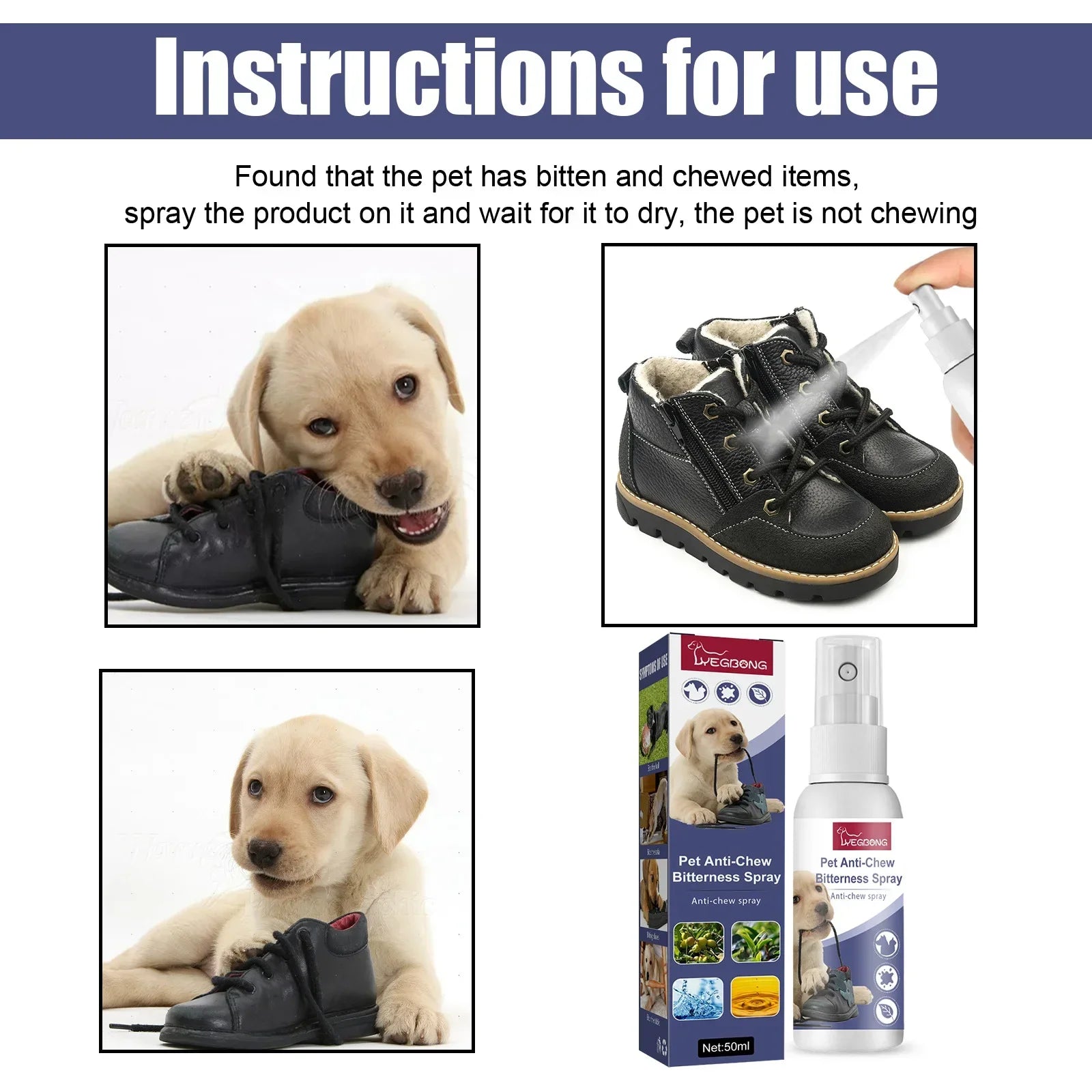 Dog Bitter Spray Anti Chew Training Aid Stop Chewing Furniture Scratching Prevention No Bite Liquid for Puppies Cats Protection