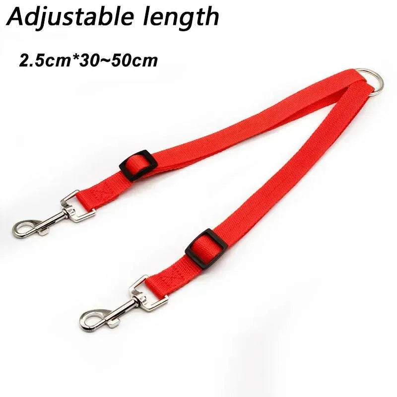Double Dog Leash for 2 Dogs Adjustable Nylon Two in One Strong Pet Traction Rope Colorful Detachable Two Way Walking Lead Leash