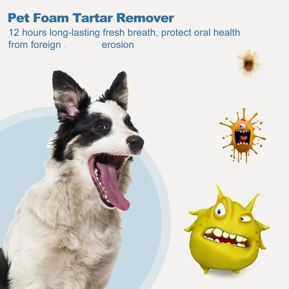 60ml Pet Oral Care Foaming Cleanser For Dogs & Cats No-Brushing Teeth Cleaning Spray Remove Bad Breath Plaque Care