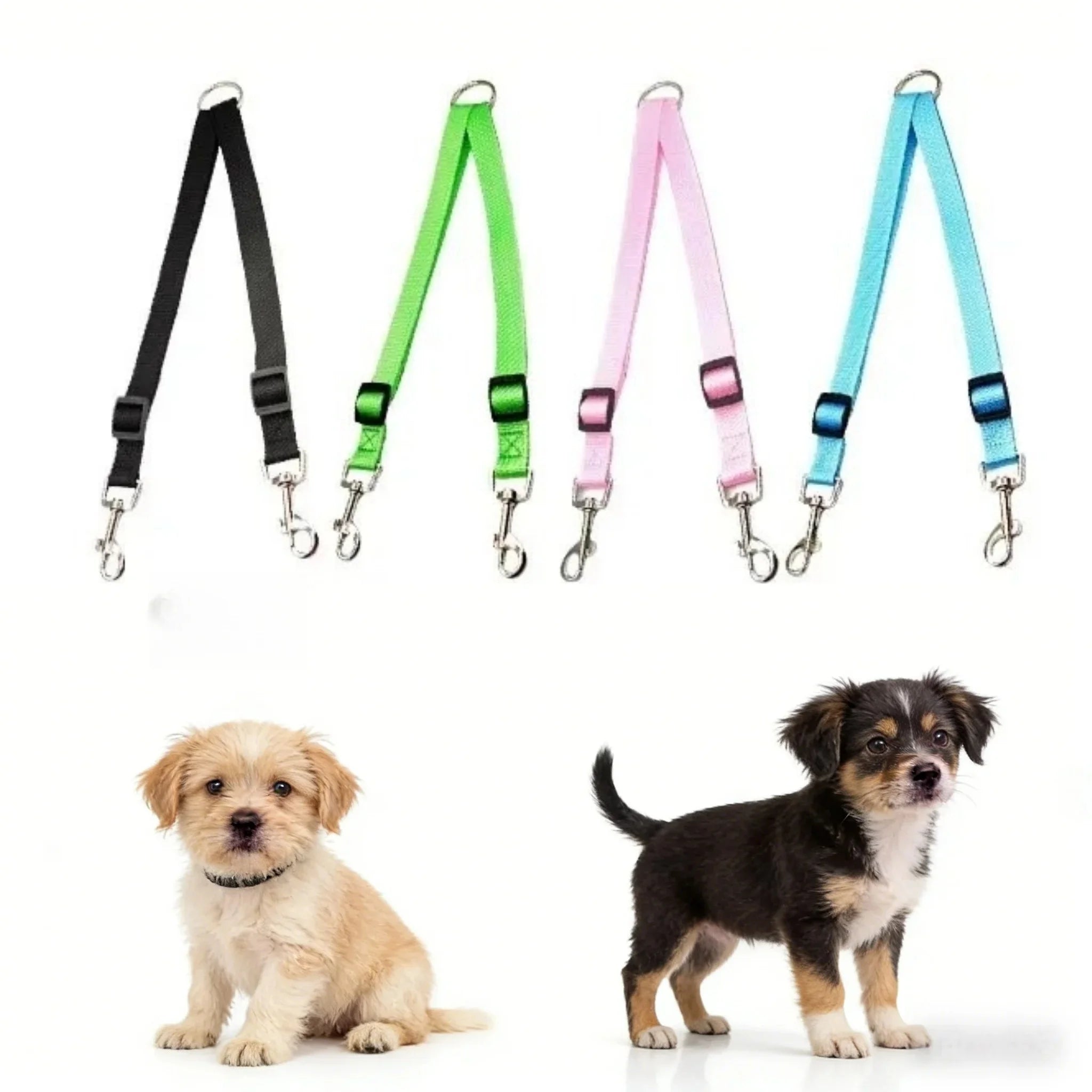 Double Dog Leash for 2 Dogs Adjustable Nylon Two in One Strong Pet Traction Rope Colorful Detachable Two Way Walking Lead Leash