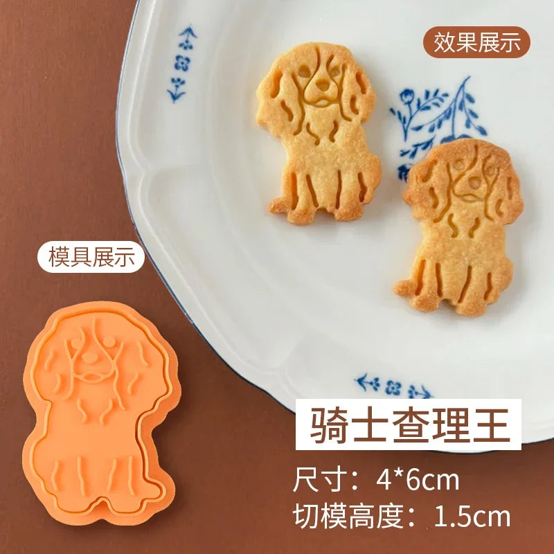 Animals Dog Series Cookie Cutter Stamp Plastic Cartoon Pressable Biscuit Mold Confectionery Kitchen Baking Pastry Tools