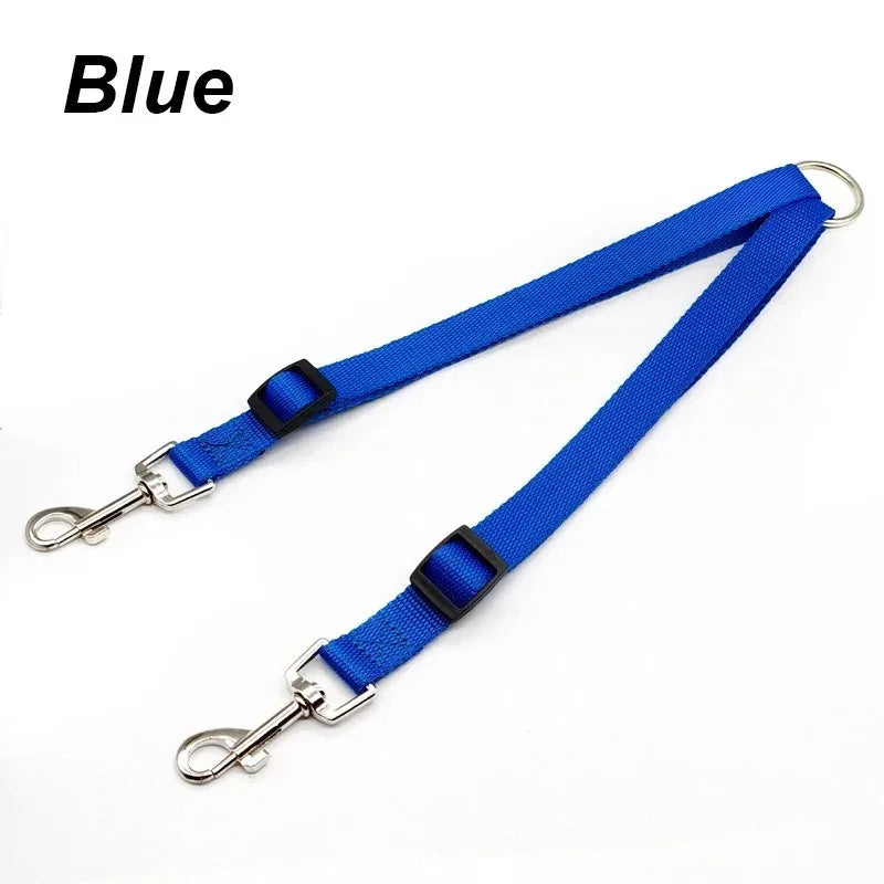 Double Dog Leash for 2 Dogs Adjustable Nylon Two in One Strong Pet Traction Rope Colorful Detachable Two Way Walking Lead Leash