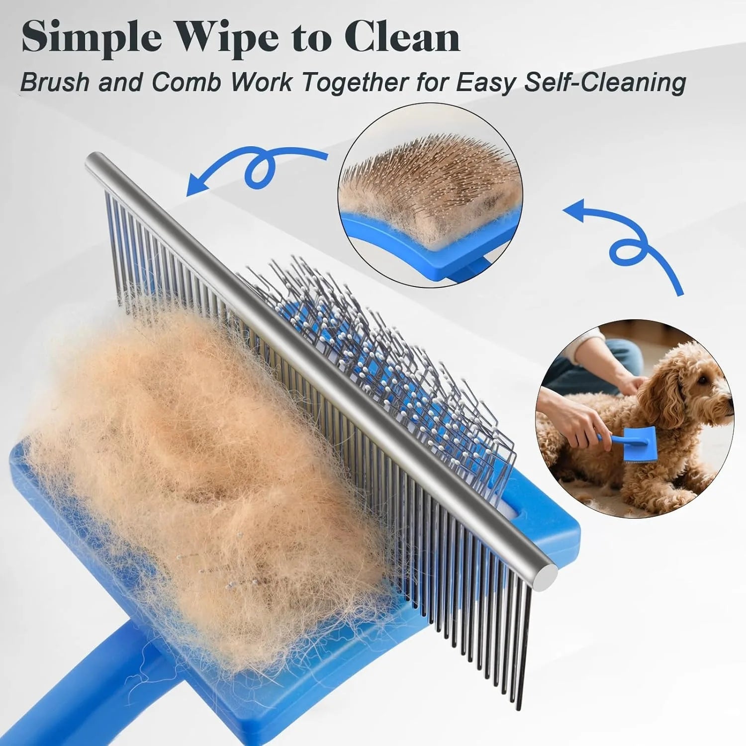Dog Slicker Brush for Grooming Dematting Comb for Poodles Bichon Puppy Cat Hair Remover Brush
