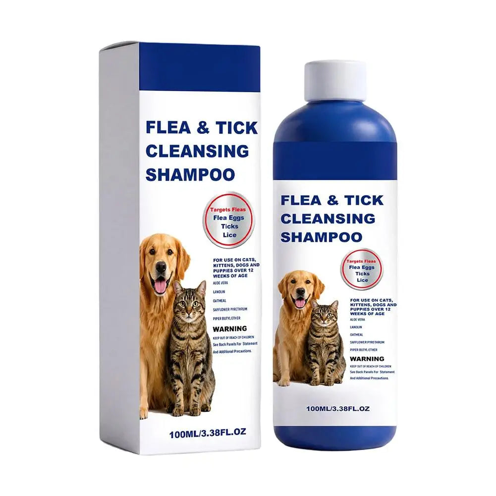100ML Pet Flea And Tick Cleansing Shampoo For Dogs Cats Gentle Anti Flea Tick Lice Pet Bathing Cleaning Shampoo Pet Supply
