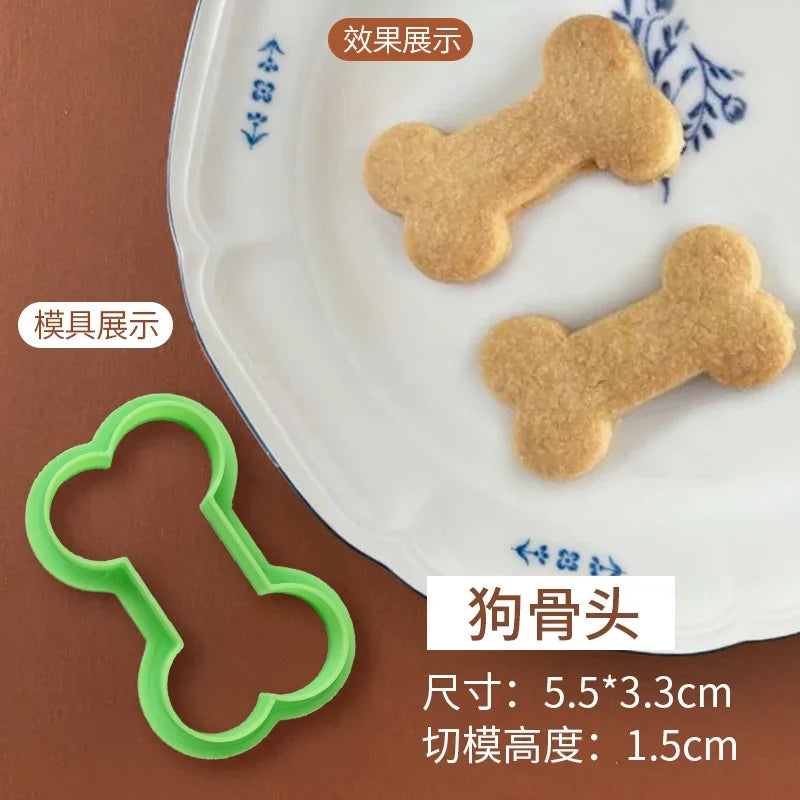 Animals Dog Series Cookie Cutter Stamp Plastic Cartoon Pressable Biscuit Mold Confectionery Kitchen Baking Pastry Tools