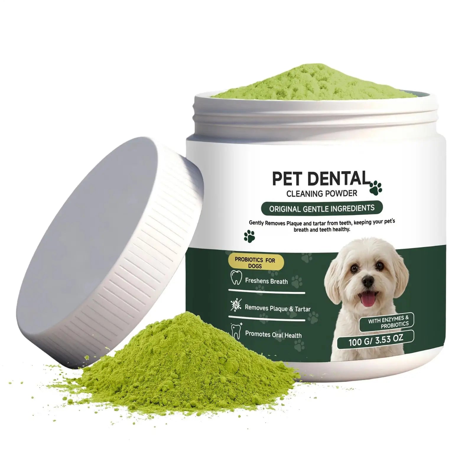 Dog Tooth Powder Cleaning No Brushing Cleaner Pet Tooth Clean Powder for Dog for Puppy Kitten Small Large Breeds Daily Home