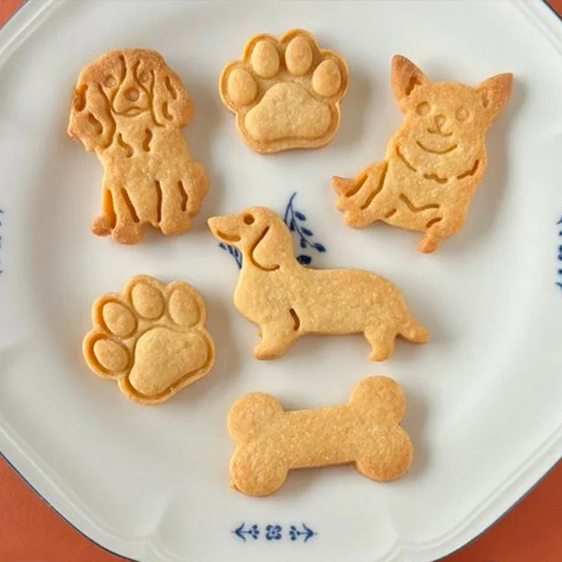 Animals Dog Series Cookie Cutter Stamp Plastic Cartoon Pressable Biscuit Mold Confectionery Kitchen Baking Pastry Tools
