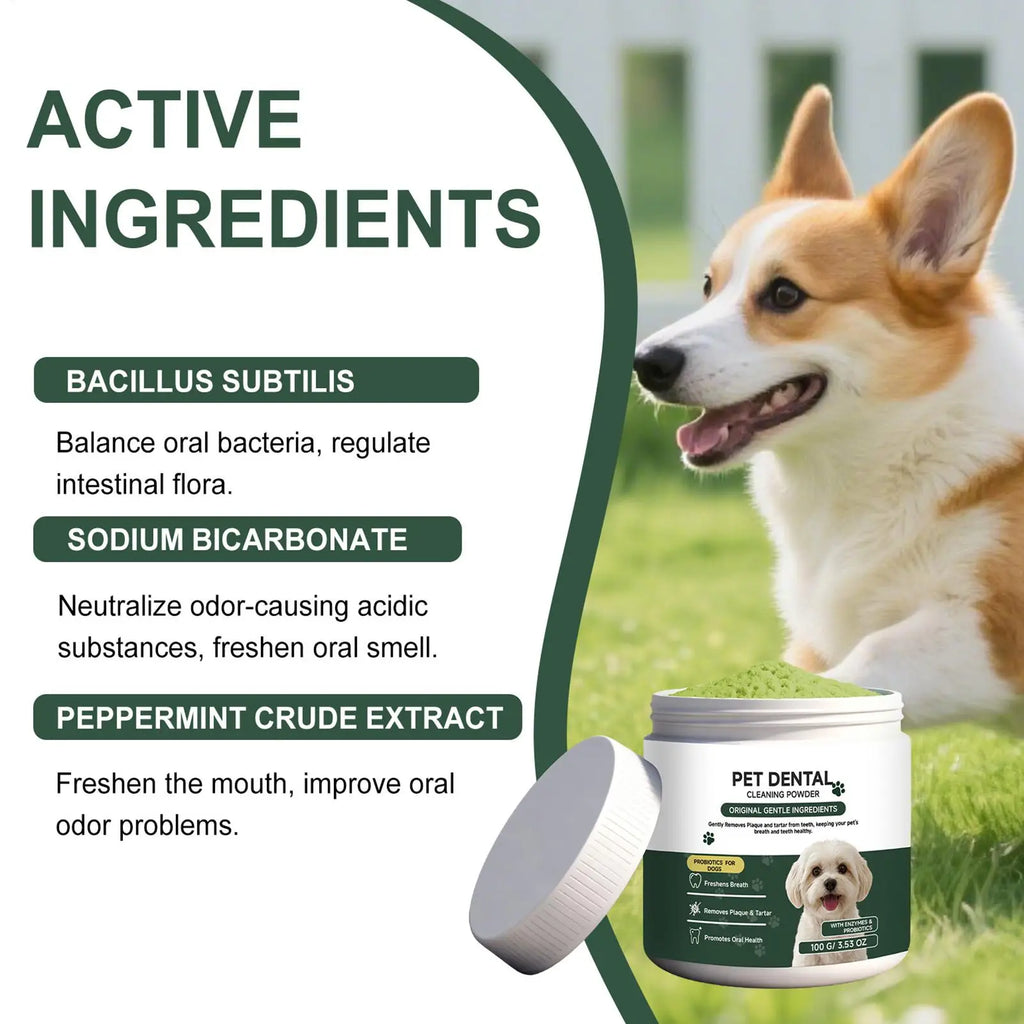 Dog Tooth Powder Cleaning No Brushing Cleaner Pet Tooth Clean Powder for Dog for Puppy Kitten Small Large Breeds Daily Home